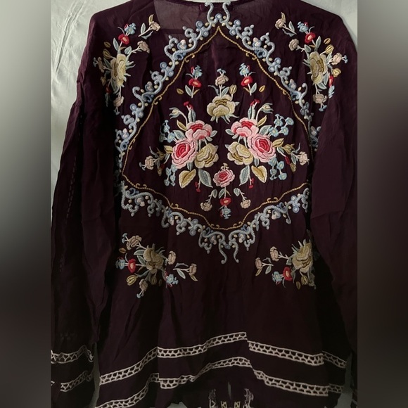 Johnny Was Women's Size Large Carmen Button Up Blouse Purple - Picture 3 of 6